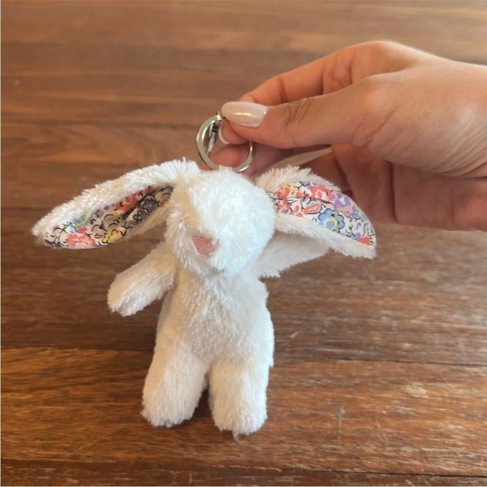 White Bunny Plush Keychain Rabbit Bag Charm Cute Kawaii Gifts Backpack Accessory